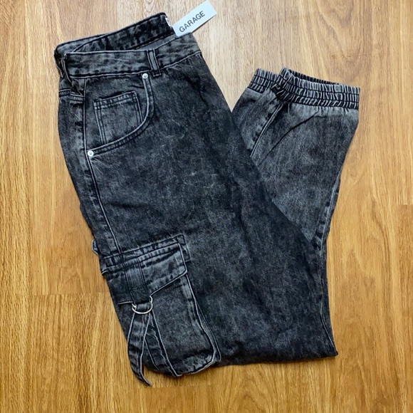 Black Denim Cargo Jogger - Picture 1 of 3